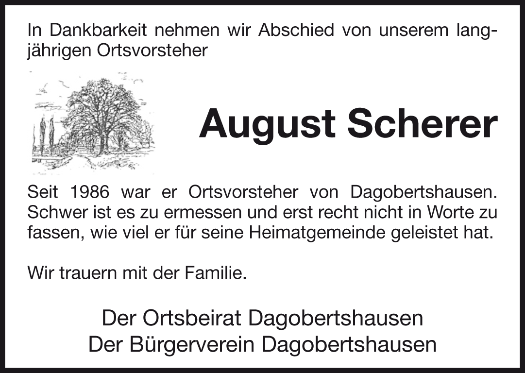 Traueranzeige August Scherer